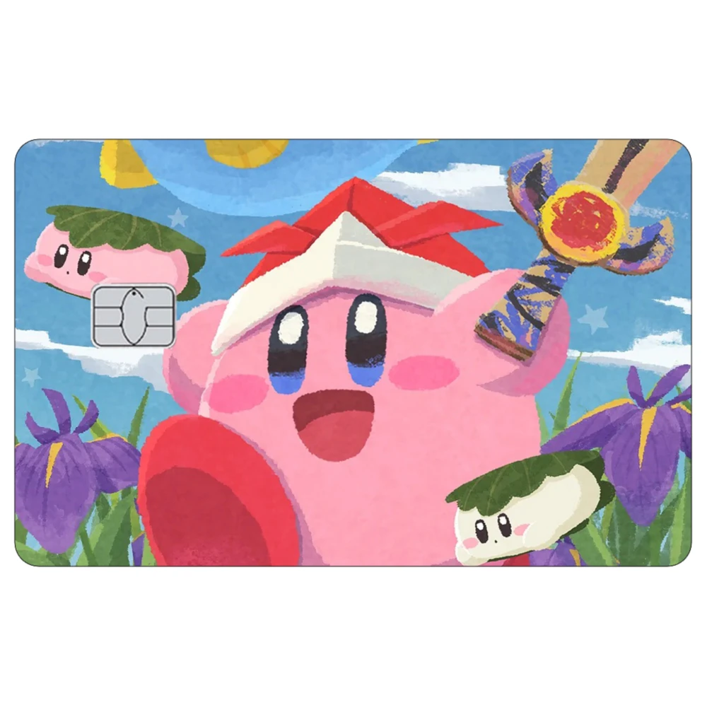 ملصقات جلدية لبطاقة الائتمان كيربي اللطيفة، ملصق غير لامع مناسب لبطاقة البنك الرئيسية VISA JCB وبطاقات IC المغناطيسية الأخرى #6