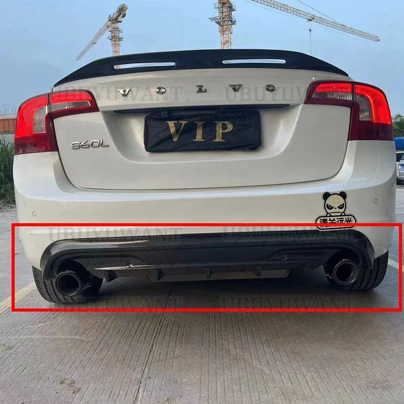 ABS Gloss Black Car Rear Bumper Diffuser Splitters Tuning Body Kits With Exhaust Tips For VOLVO S60 V60 2014-2016 view 3