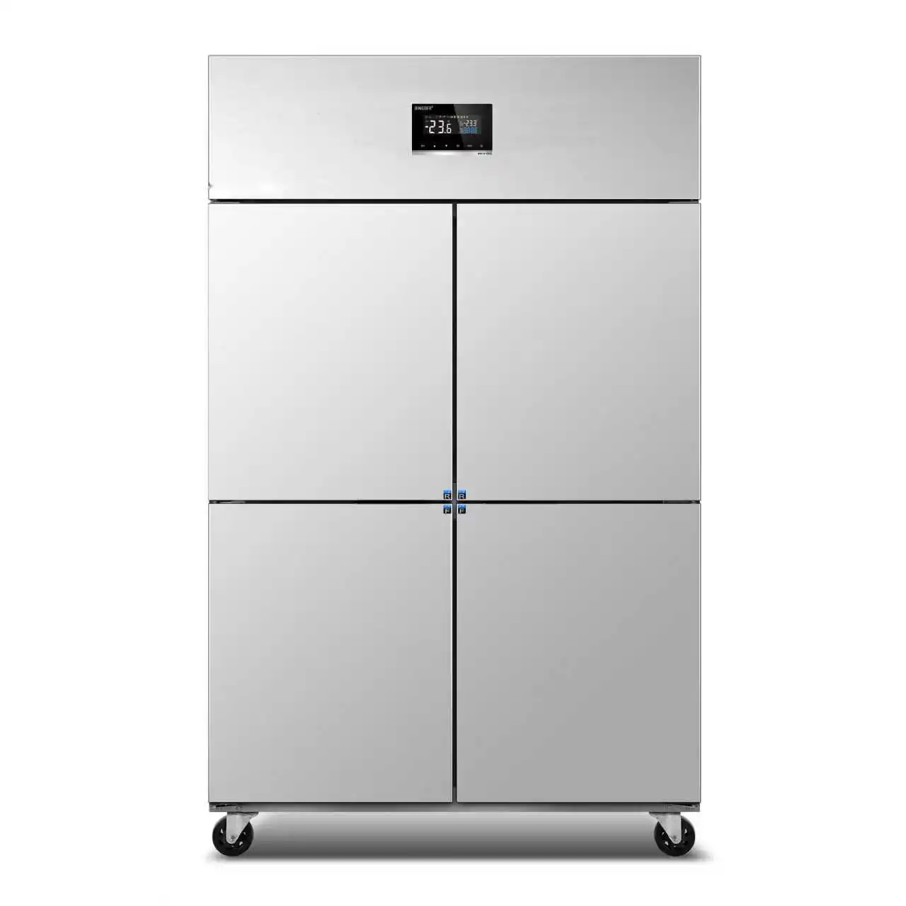 Commercial Kitchen Large-Capacity Four-Door Stainless Steel Refrigeration Equipment Vertical Flat Dual Temperature Direct