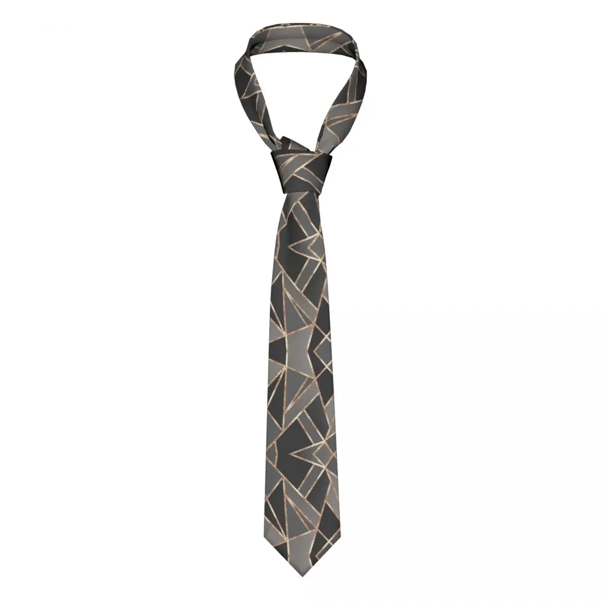 

Custom Classic Silver Gray Charcoal Rose Gold Geo Tie Men Formal Silk Retro Abstract Geometric Necktie for Office