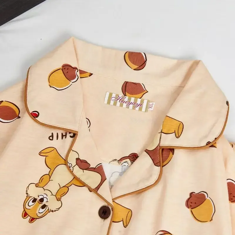 Disney chip 'n' dale anime periphery cartoon cute short sleeve pajamas kawaii girl heart girl loungewear set gifts wholesale