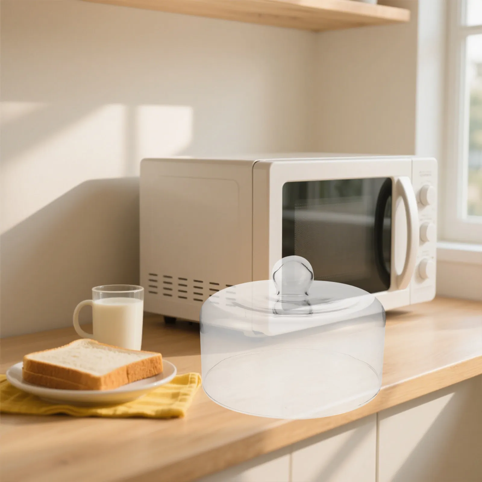 Glass Microwave Splatter Cover Tall Clear Dome Plate Guard Lid Dishwasher Safe Easy Grip Handle for Food Heating Microwave Oven