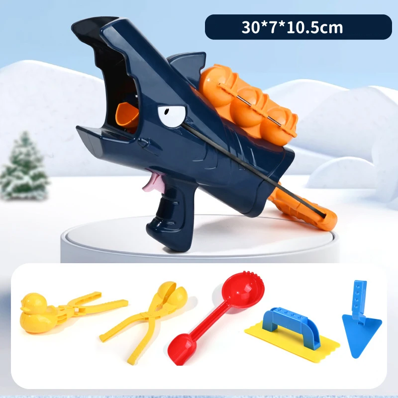 Pistolet Boule de Neige, Lanceur Avec 1 Clip + 3 Boules Souples, Jouet d'Hiver Avec Poignée, Kit de Jeu Pour Boules de Neige - Jeux - Jouets