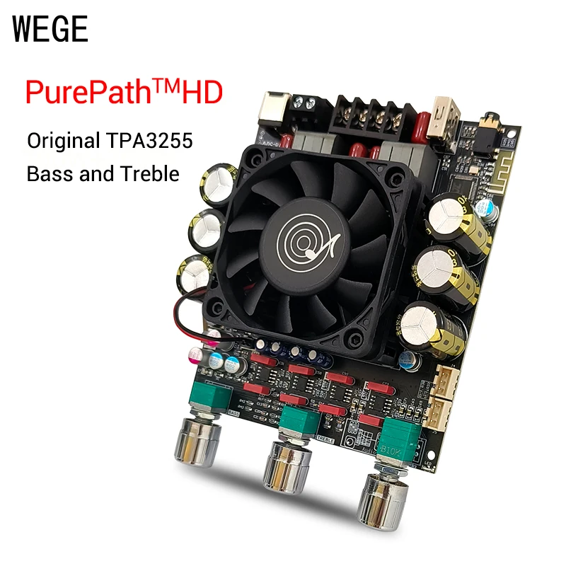 WEGE ZK-3002T 300Wx2  2.0 Channel BT Digital Power Amplifier Board Treble Bass TPA3255  AMP Wuzhi Audio APP