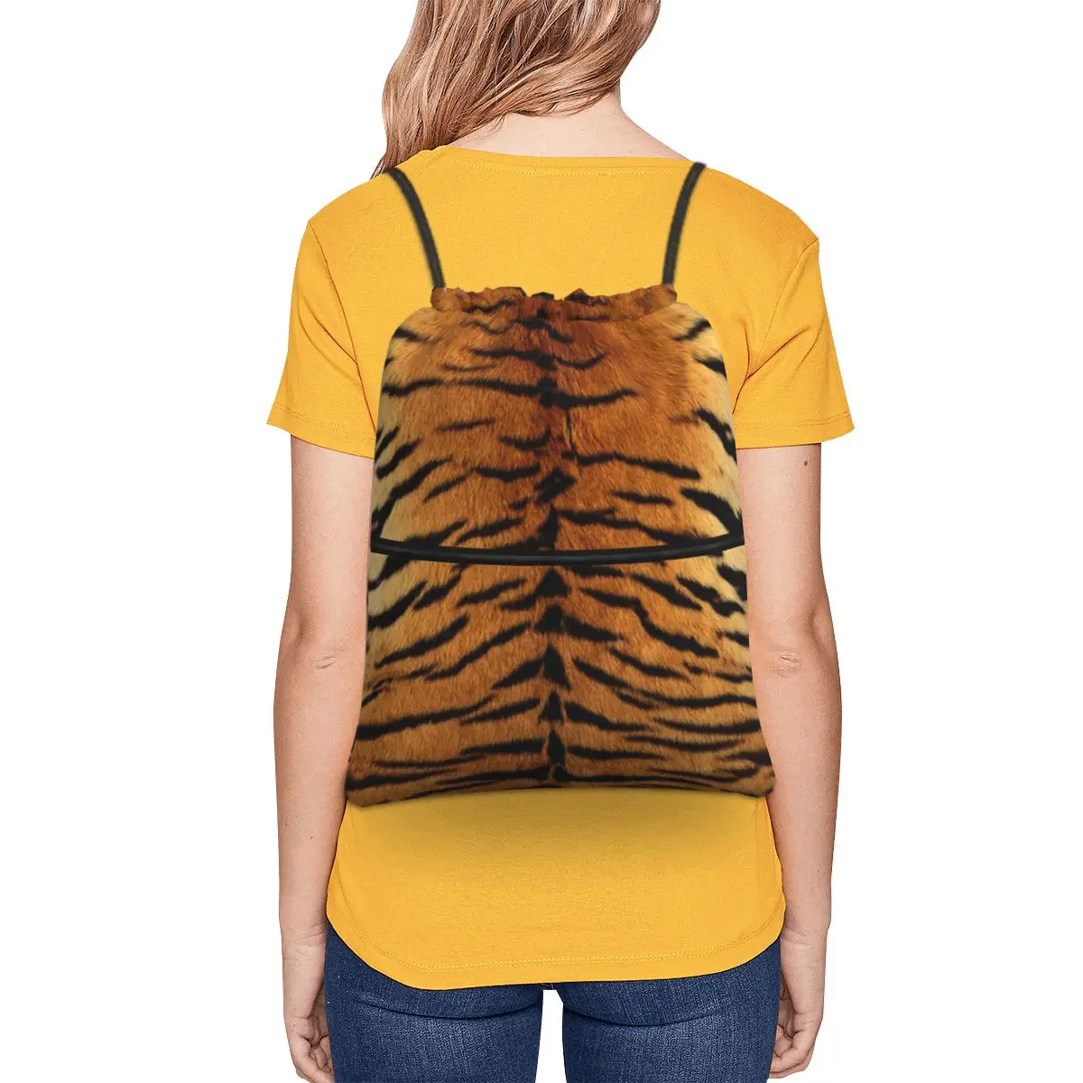 Tiger Fur Sketch Color Picture Backpacks Fashion Drawstring Bags Shoes Bag Book Bags for Travel School