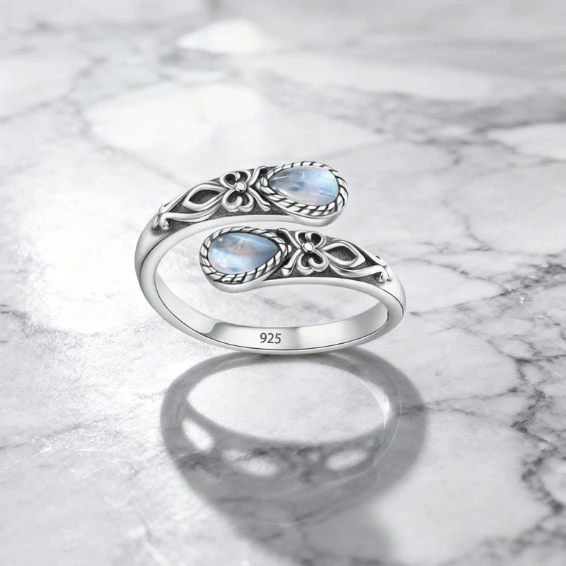 Women's 925 Sterling Silver Minimalist Adjustable Ring, Handmade