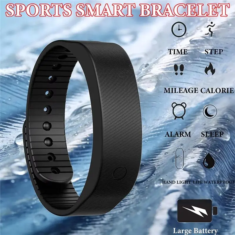 DTEN-Running Pedometer Adjustable Snooze-Proof LED Digital Alarm Clock Watch Waterproof Vibrating Alarm Bracelet