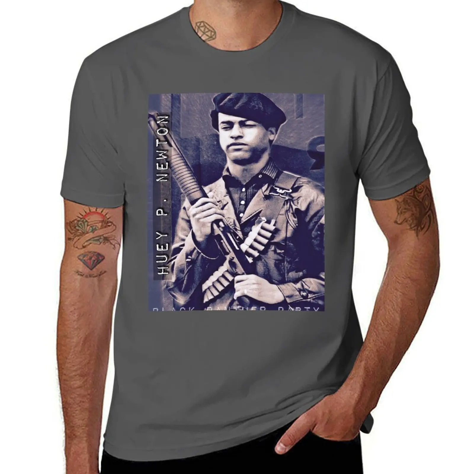 

Huey P. Newton (BLK) T-Shirt Minimalist Plain Crew Neck T-Shirt