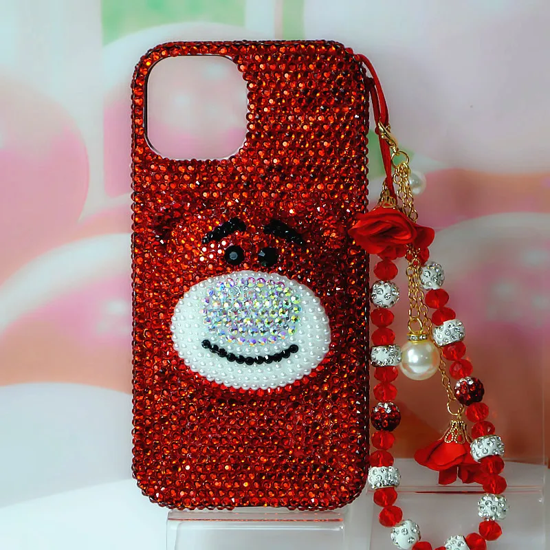 Cartoon Lotso Rhinestone Iphone Case for Iphone18 17 16 15Pro Max Cute Strawberry Bear Anime Anti-Fall Protective Cover