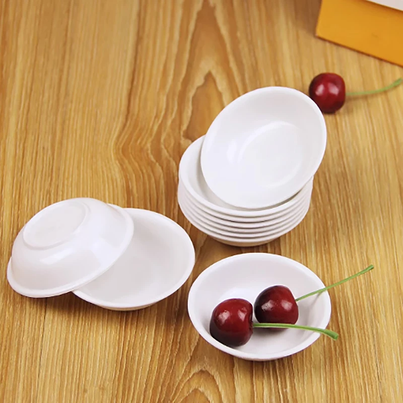 10pcs White Seasoning Sauce Dishes Butter Mustard Sushi Vinegar Soy Plastic Plate Bowl Kitchen Saucer For Restaurant Home Buffet