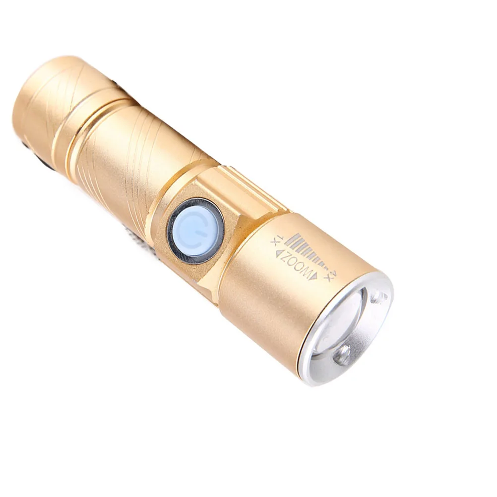 

Mini LED USB Rechargeable Torch Compact Aluminum Alloy Ultra Bright Flashlight Portable Long-Range Zoom for Camping Hiking