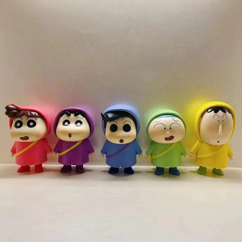 

Kawaii 5pcs Crayon Shin-Chan Kasukabe Defense Force Anime Figures Masao Nini Dumb Little Dolls Desktop Trinkets Vinyl Toy Gift