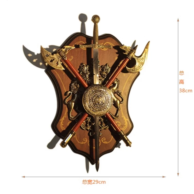 Medieval Wall Decorations Ancient Roman Sparta Shield Sword Wall Stickers Shield with Armor Ornament Crafts KTV Bar Wall Hanging