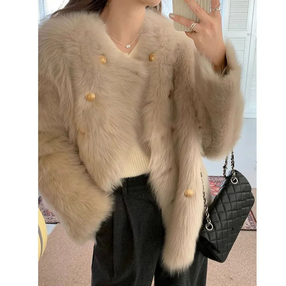 Imitation Fur Coat For Women Autumn Winter Loose Thick Plush Warm Fur Jacket Female Casual Short Smale Fragrant Style Outwear