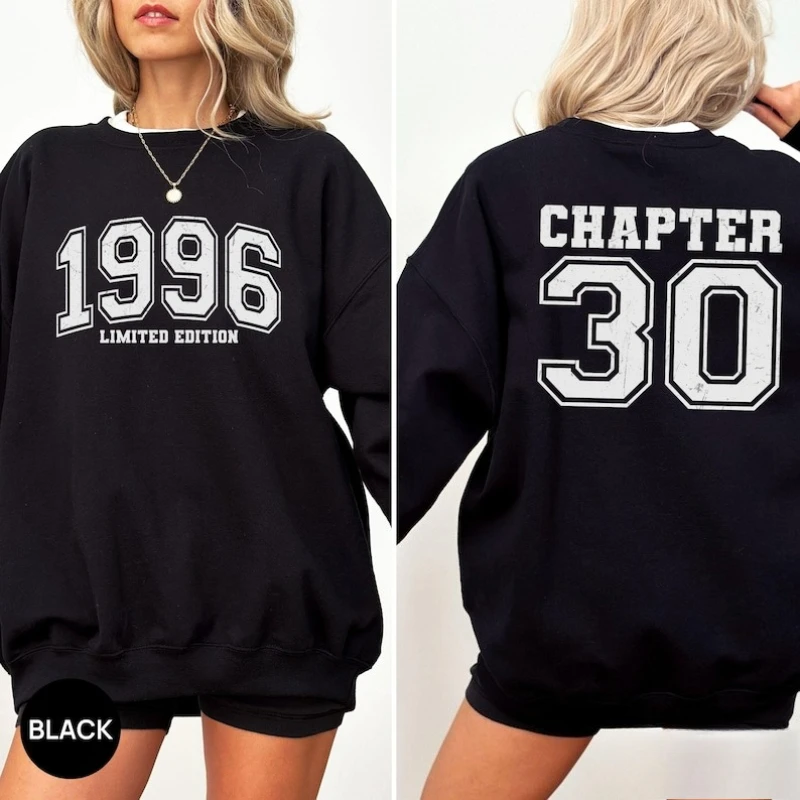 30th Birthday Matching Hoodie Personalized Limited Edition Autumn and Winter Sweatshirt Custom 1996 Year Number Gift Pullover