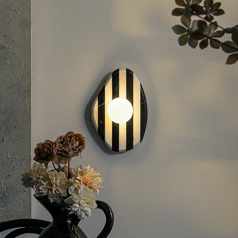 New Irregular Marble Wall Lamp Natural Stone Striped Wall Light Living Room Background Bedroom