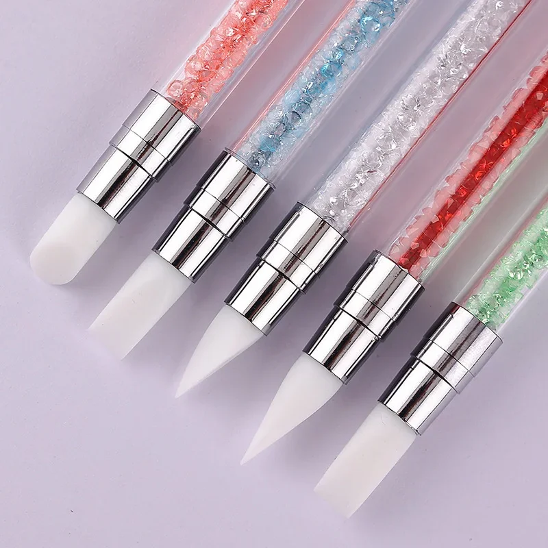 Doppelseitiger Silikon-Nagelkunst-Stift, Nagelkunst-Pinsel, Spiegelglitter-Puder, Punktier- und Malstift für Maniküre – Detail 14