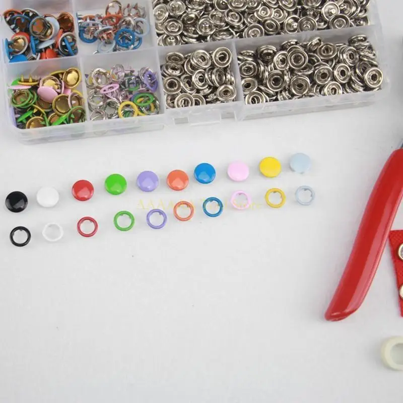 

A2BE 200pcs 10 Colors Metal Prong Button Grommets Fasteners with Hand Plier