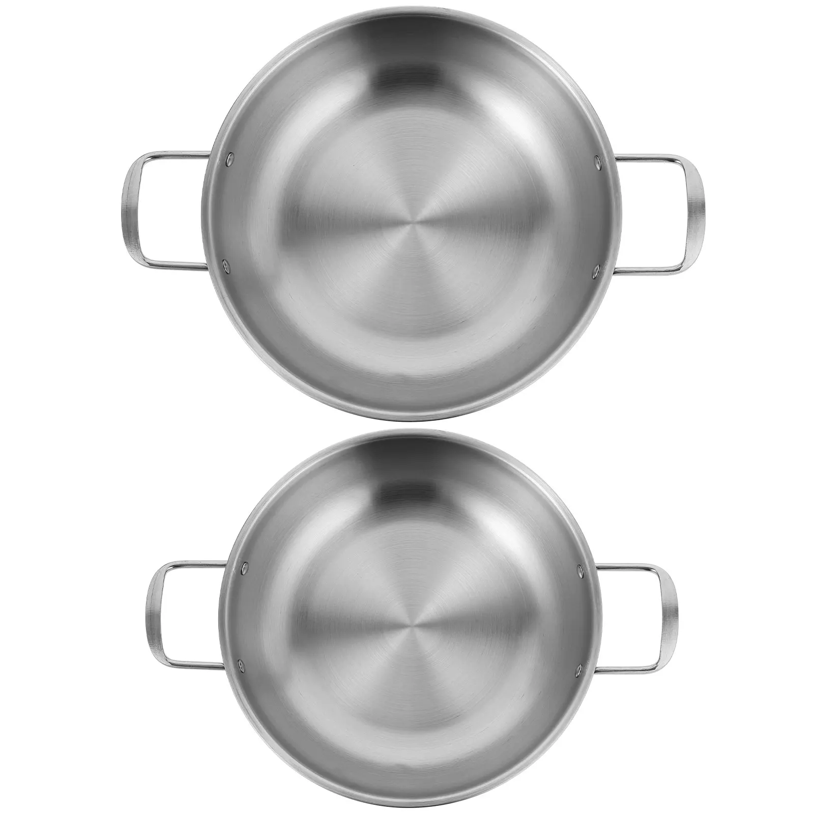 

2pcs Stainless Steel Soup Wok Large Cooking Double Handle Deep Ramen Pot For Home Kitchen Restaurant Stir Fry Seafood Stock Pan
