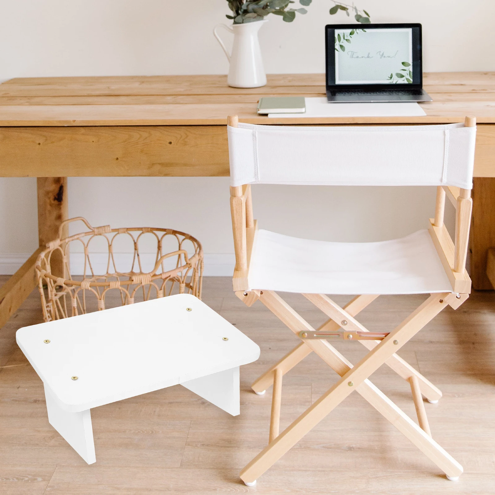 

Ergonomic Anti-Fatigue Foot Rest Stool with Natural Wood Small Wide White Short Step for Adults Office Bathroom Furniture Leg