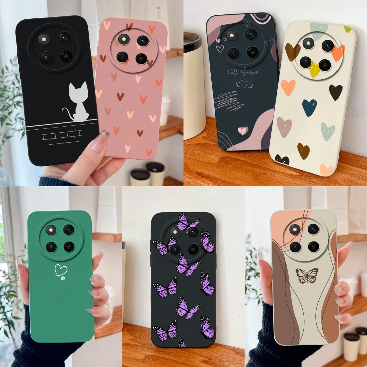 Etui For Honor Magic 7 Lite Serce Motyl Płynny Silikon Ochrona Aparatu Miękka Obudowa na Tył Magic7 Lite…