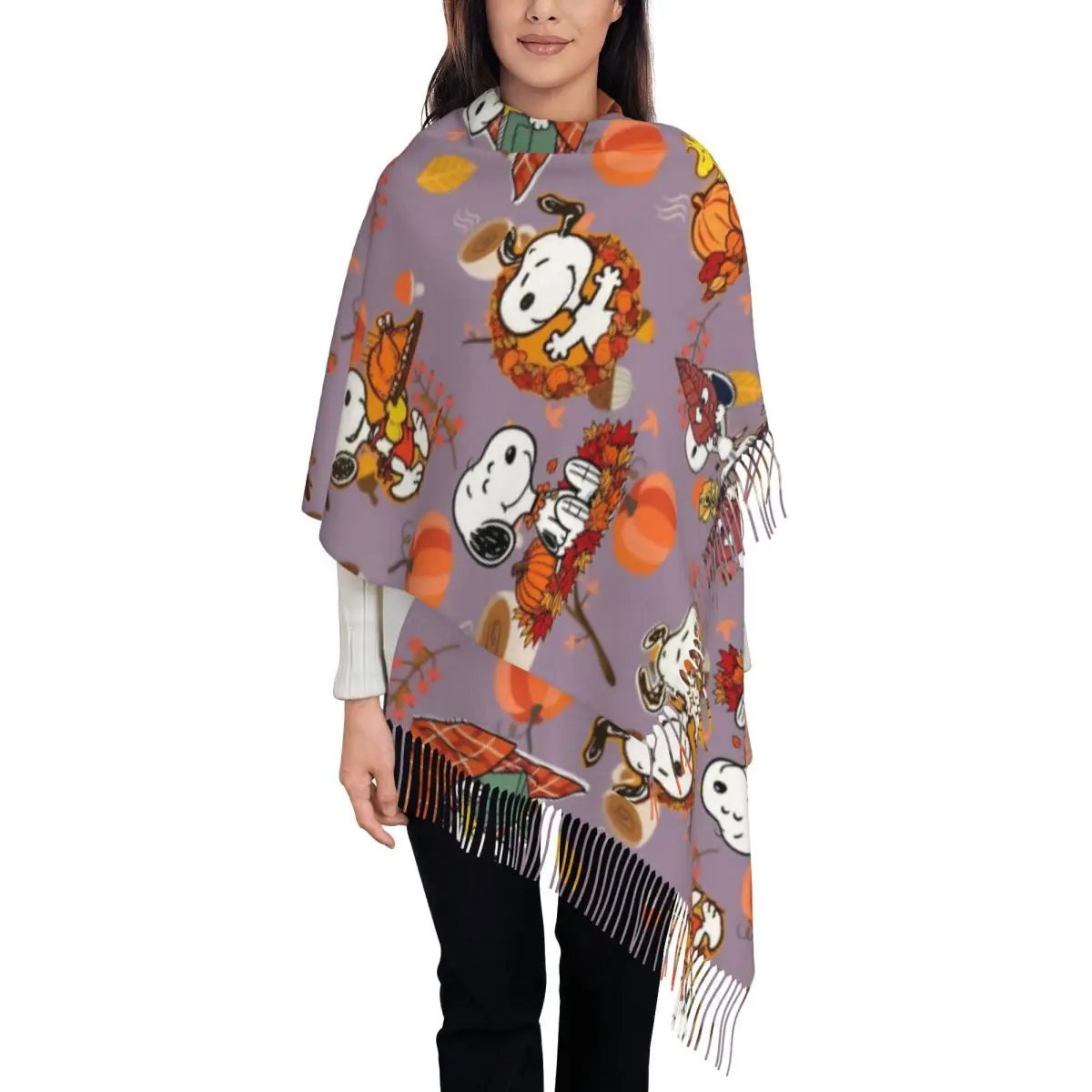 Snoopys Autumn Shawl Wrap for Ladies Winter Warm Large Long Scarf Pashminas Tassel Scarves