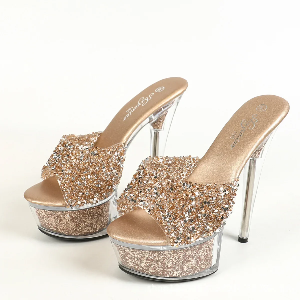 Women's Platform Sandals  Super High Heel 13cm 15cm Summer Waterproof Platform Model Sexy Fairy Stiletto Sandals LFD-190-A54