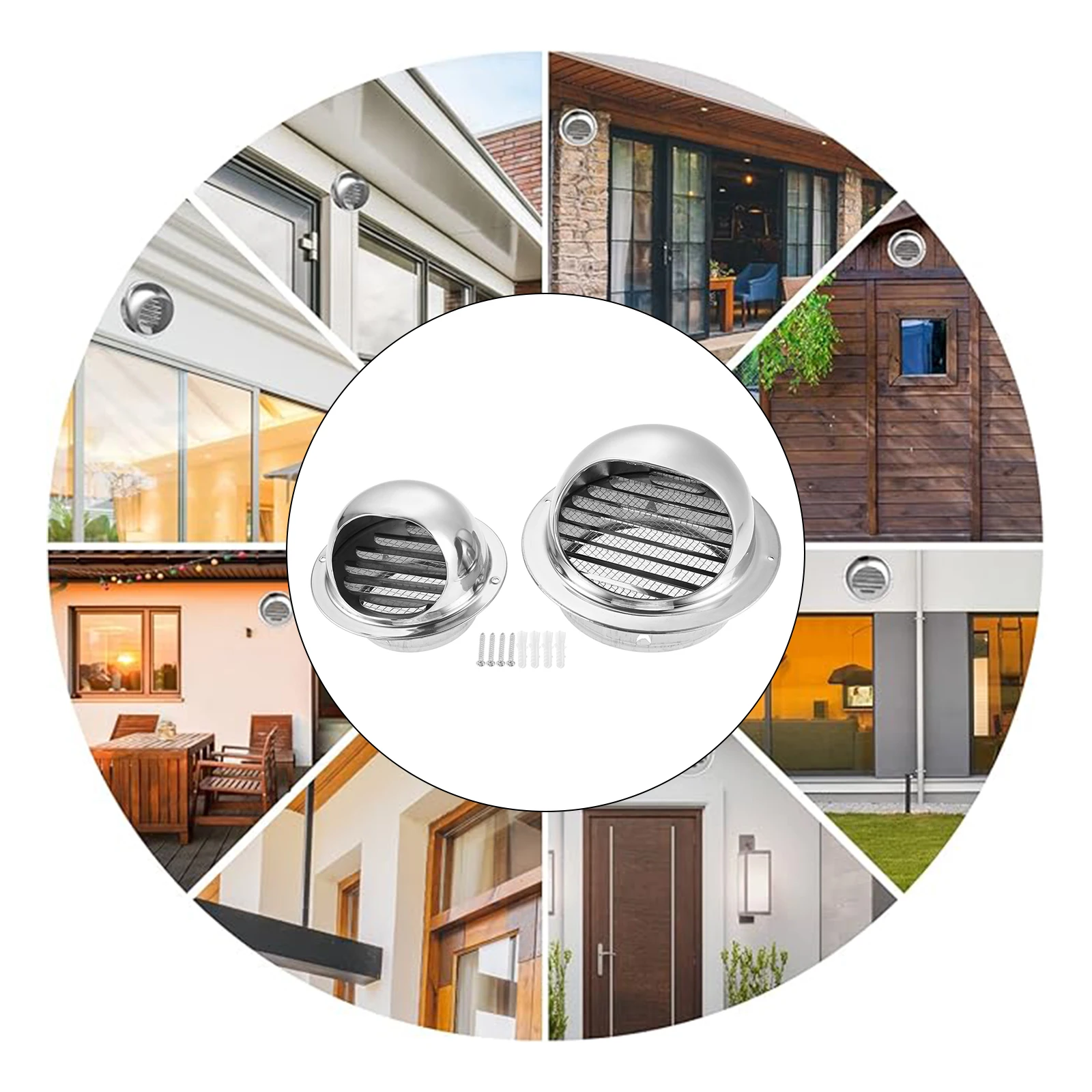 2Pcs Silver 100/150mm Duct Vent For 4/6 Inch Dryer Vent Hose/Stove Pipe Bathroom Extractors Air Conditioning Units Kitchen Fans