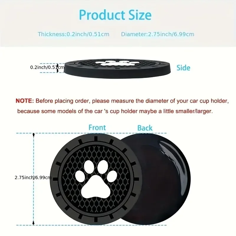 2Pcs/set Paw Silicone Car Coasters Universal Fit Anti-Slip Cup Holder Protection Durable Easy to Clean Car Interior Accessories view 3