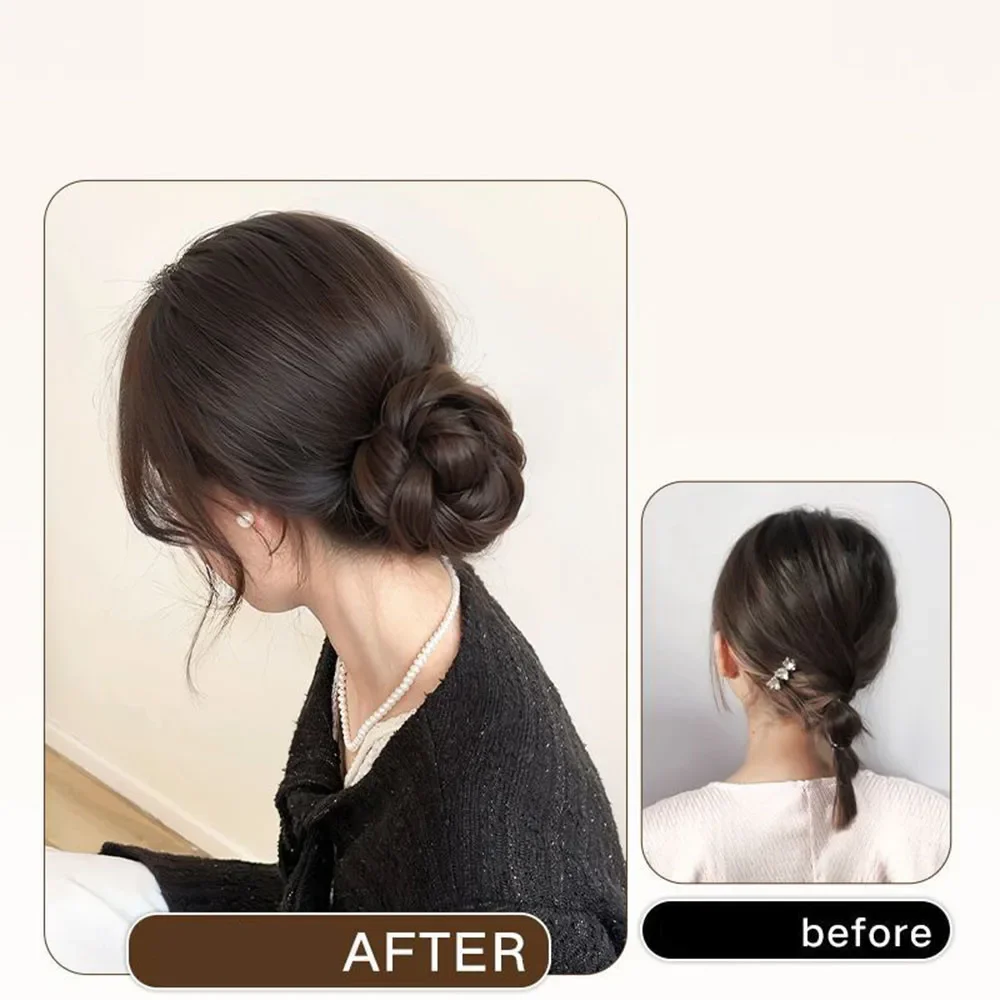 Il temperamento Bract parrucca sintetica con clip simula la parte posteriore naturale della testa alta corona cranica twist fiore germoglio testa parrucca avvolgente