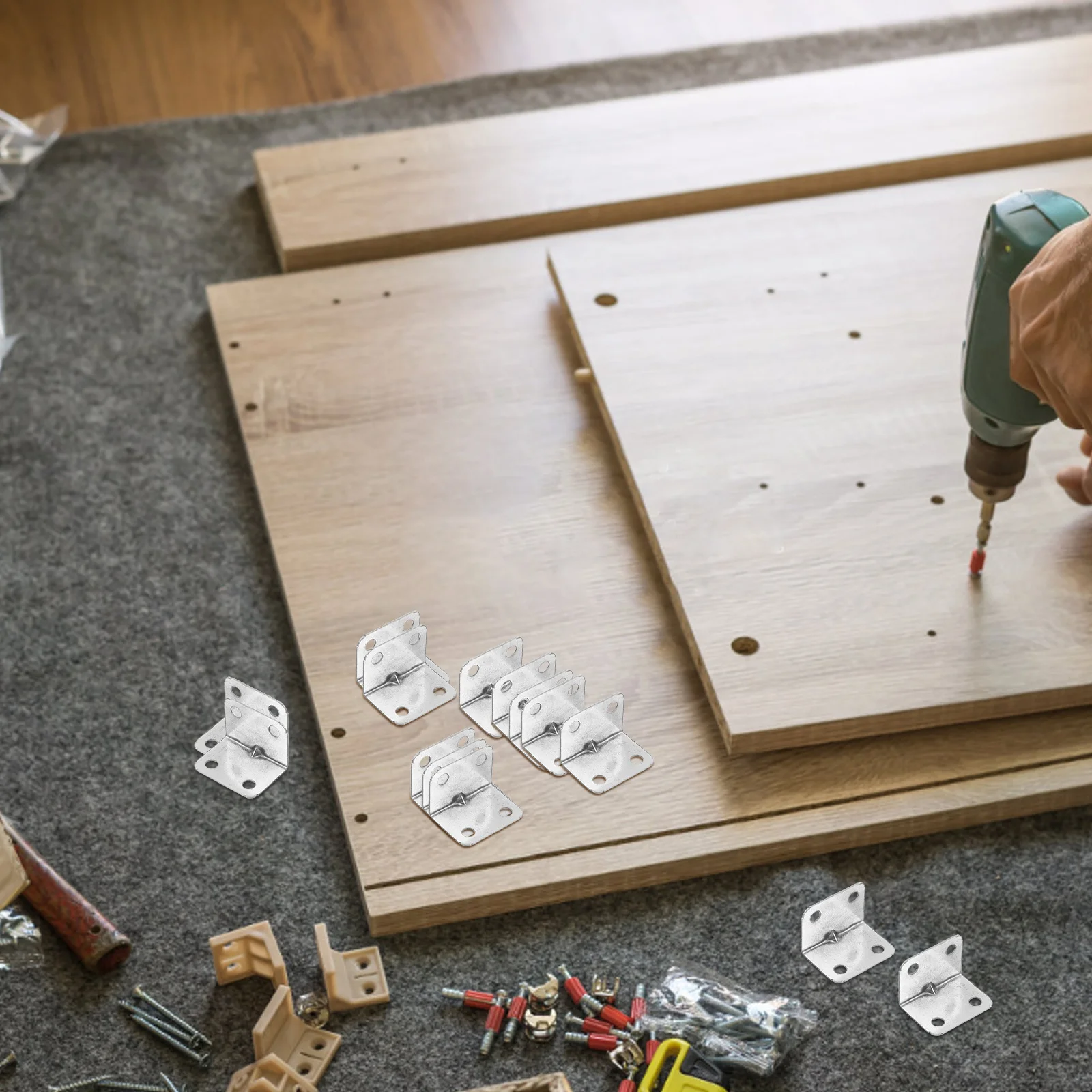 

50Pcs Right Angle Brackets L Shaped Corner Brace Fixed Connectors for Furniture Shelves Cabinets Wardrobes Metal Shelf Support