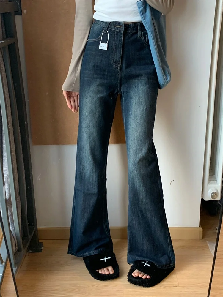 تأثير التخسيس واسعة الساق الجينز عالية الخصر الأمريكية Sle المرأة فضفاضة مستقيم فضفاض الجينز مايكرو متوهج بنطلون لباس غير رسمي