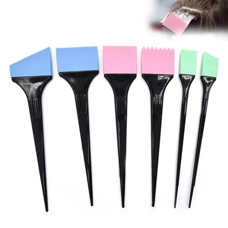 

6 шт., силиконовая кисть для окрашивания волос случайного цвета, шпатель, кисть для смешивания, набор мешалок для волос Pro Salon, инструменты для укладки волос