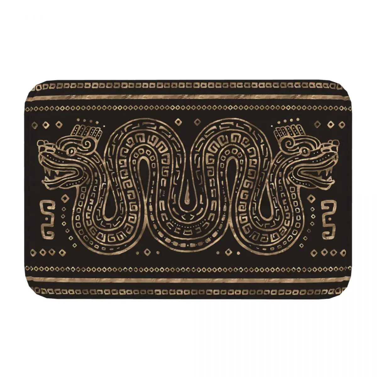 Mexican Art Non-slip Doormat Aztec Double Headed Serpent Bath Kitchen Mat Welcome Carpet Flannel Modern Decor