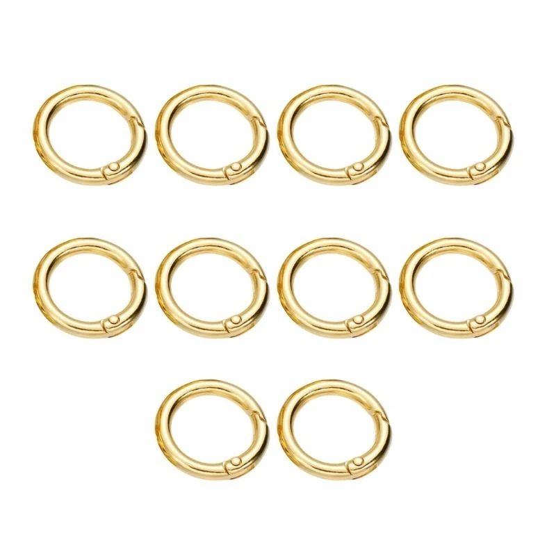 12PD 10Pieces Gold Rings Attachments Durable Zinc Alloy Carabiner Clips with Spring O Rings for Keychains and Bags