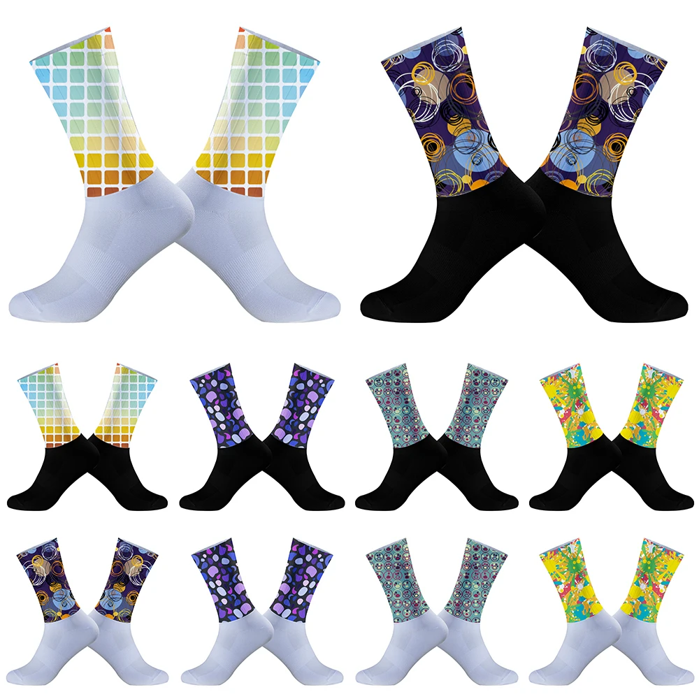 2024 neue Radsport-Aero-Socken Atmungsaktive Rad socke mit rutsch festen Gummiband Pro Team Radsport-Sommers ocken