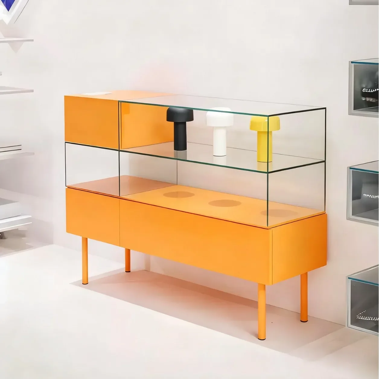 Storage Cabinet Italian Minimalist Glass Cabinet Ornament Bauhaus Entry Entrance Cabinet