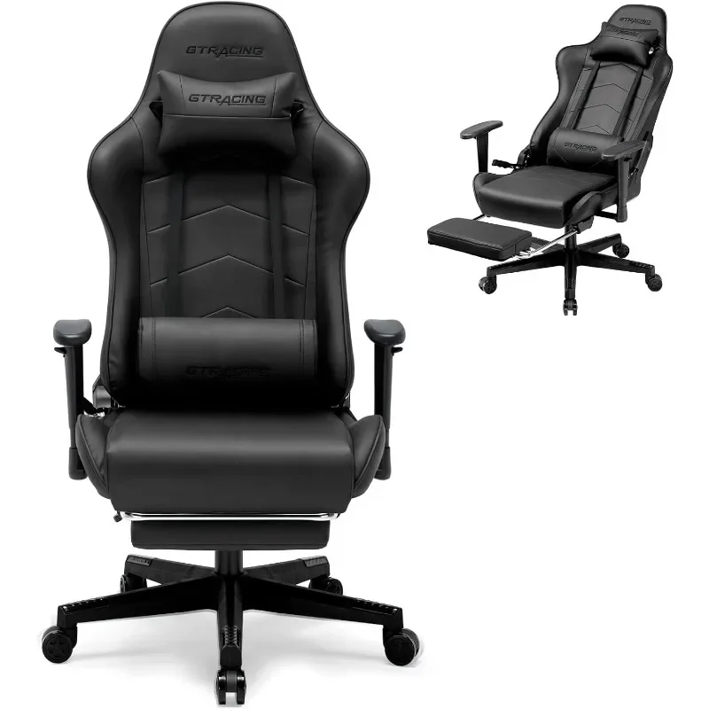 GTRACING Gaming Chair with Footrest, Racing Style Computer Chair for Adult, Adjustable Reclining Backrest and Lumbar Support