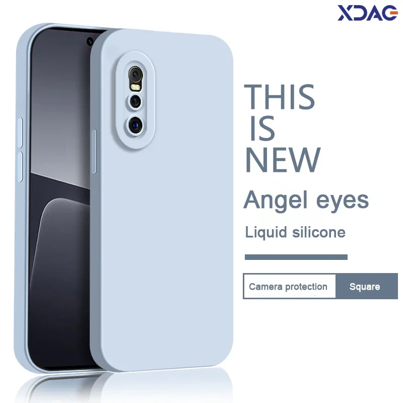 

Angel Eyes Square Liquid Silicone Phone Case for VIVO X27 Soft Camera Protection Official Matte Solid Color Bumper Cover Housing