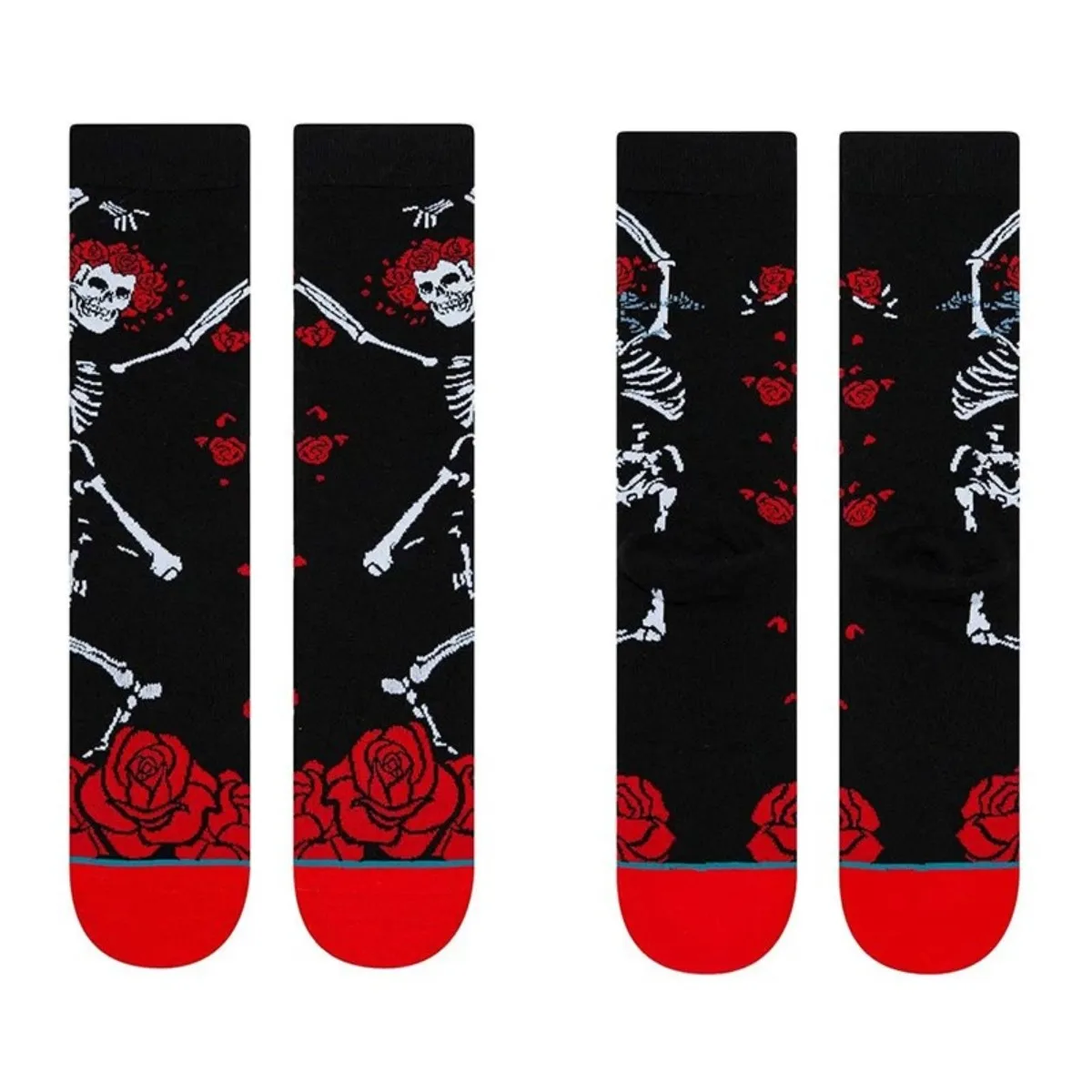 Retro Gothic Rose Skeleton Dancer Unisex Crew Socks Fashion Cotton Vintage Boho Women Men Couple Chic Funny Socks Gifts for Bulk