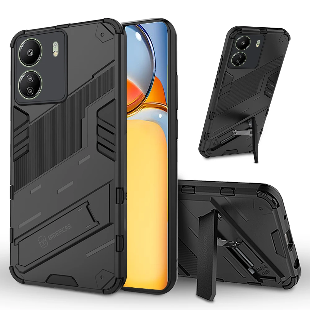 For Xiaomi Redmi 13C Case Armor Shockproof Hidden Stand PC Back Cover Redmi13C Redmy Redme 13 C C13 4G Camera Protection Fundas