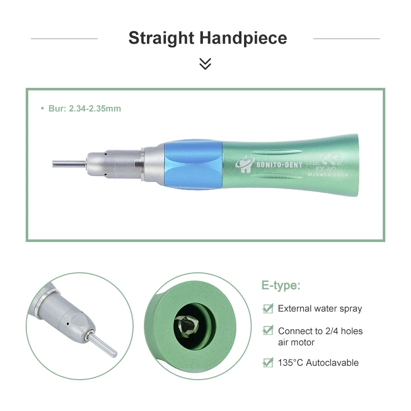 High Quality Dental Color Low Speed Handpiece Kit 1:1 Colorful Direct Drive E Type Air Turbine External Water Spray System