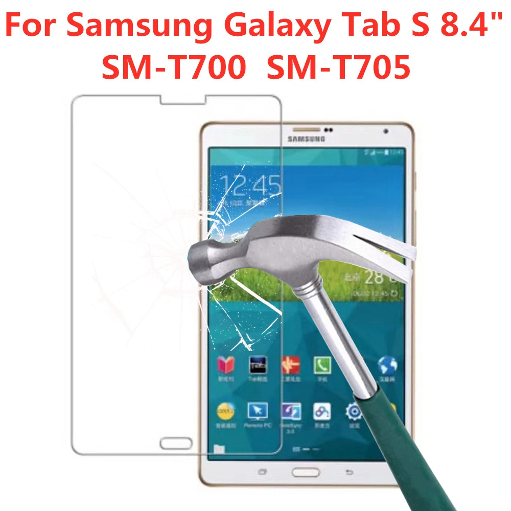 

2 PCS 9H Tempered Glass Screen Protector For Samsung Galaxy Tab S 8.4 Inch SM-T700 T705 Clear Protective Film