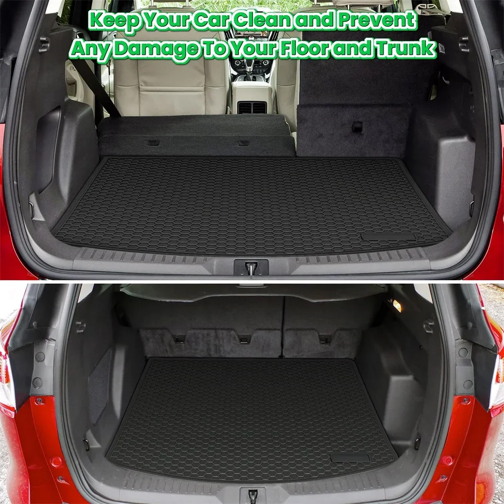 Forro de coche para Ford Escape 2013-2021, alfombra delantera y trasera, alfombrilla para maletero, bandeja impermeable, personalizada, para todo tipo de clima, forro de carga sin olor, negro