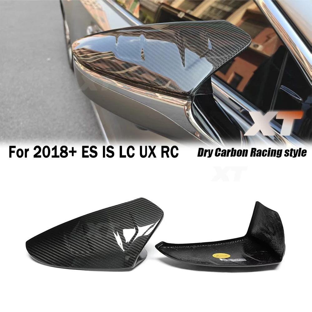 

LHD Car only For Lexus 2018+ ES IS LS LC UX RC Dry Carbon Fiber Side Rearview Mirror Cover Sticker Add on Ox Horn Racing style