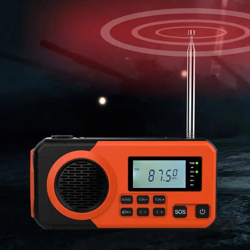 راديو يعمل بالطاقة الشمسية، راديو للتخييم، جهاز استقبال البث المحمول، معدات استقبال FM مع مصباح يدوي للخارجية