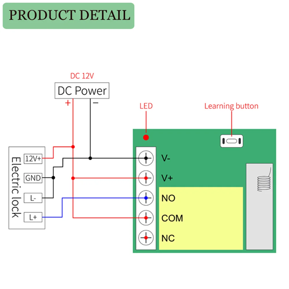 WenQia Universal Remote Control Switch DC 24V 10A Relay Receiver Module 433 Mhz Remote Control for Garage Door Controller