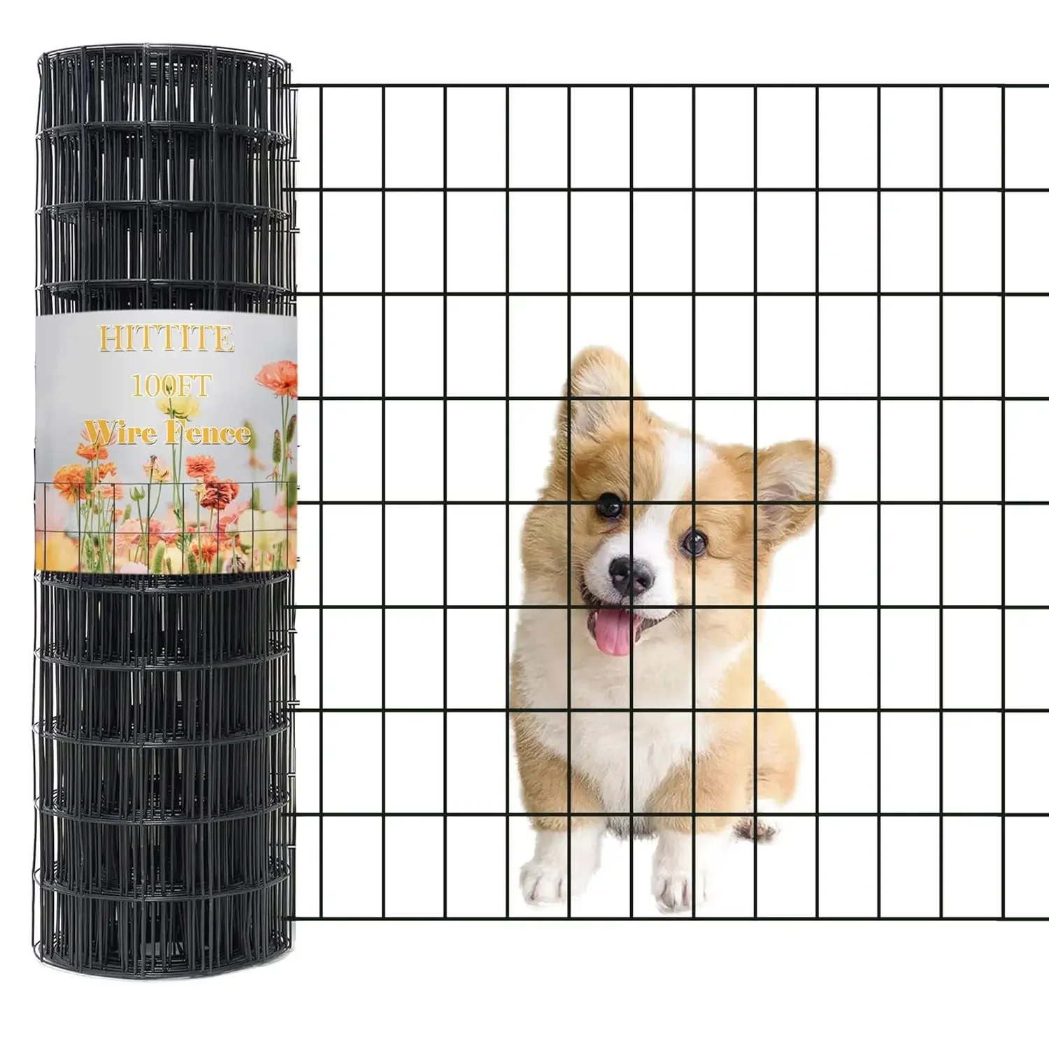 Black PVC Coated Welded Wire Fencing, 72in High x 100ft Long, 2 inch x 3 inch 16GA 2/3/4/5/6 Ft Tall Welded Wire Fence Rolls, Bl