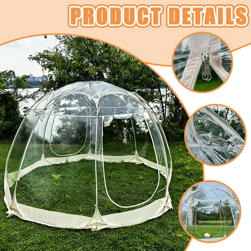 Transparent Bubble Tent Pop Up 4 Person Clear PVC Dome Shelter for Backyard Camping Picnic Beach Outdoor Dining Lounge