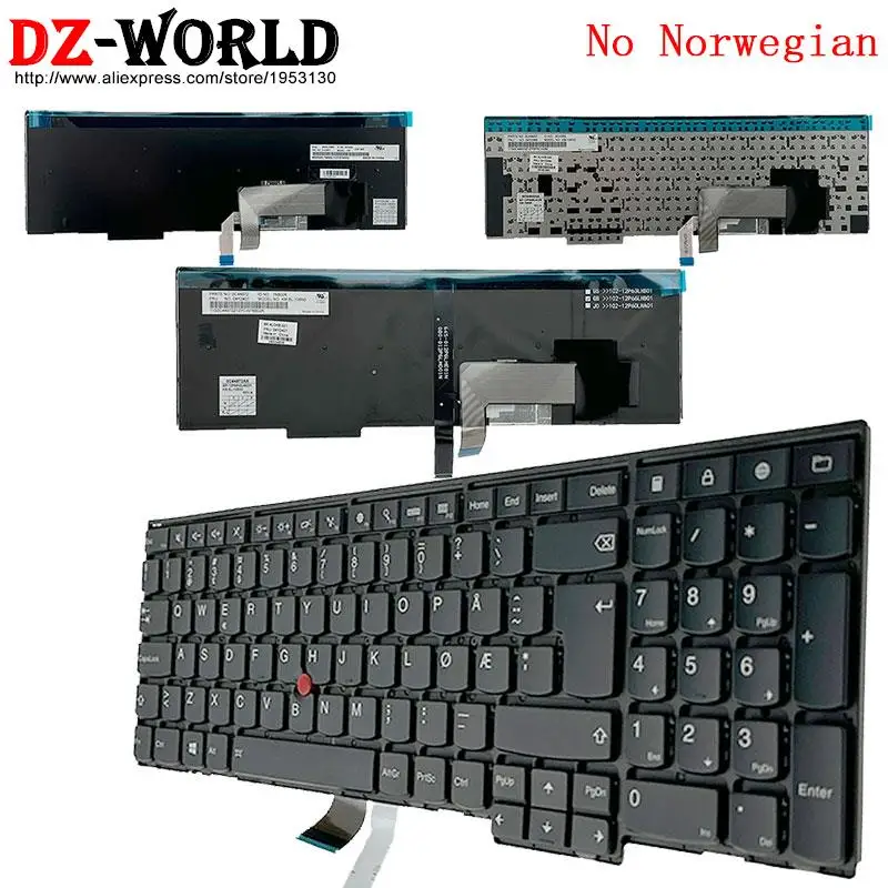 No teclado retroiluminado noruego para Lenovo Thinkpad T540P W540 W541 T550 T560 W550S P50S E531 E540 L570 L560 L540 04Y2407 04Y2368
